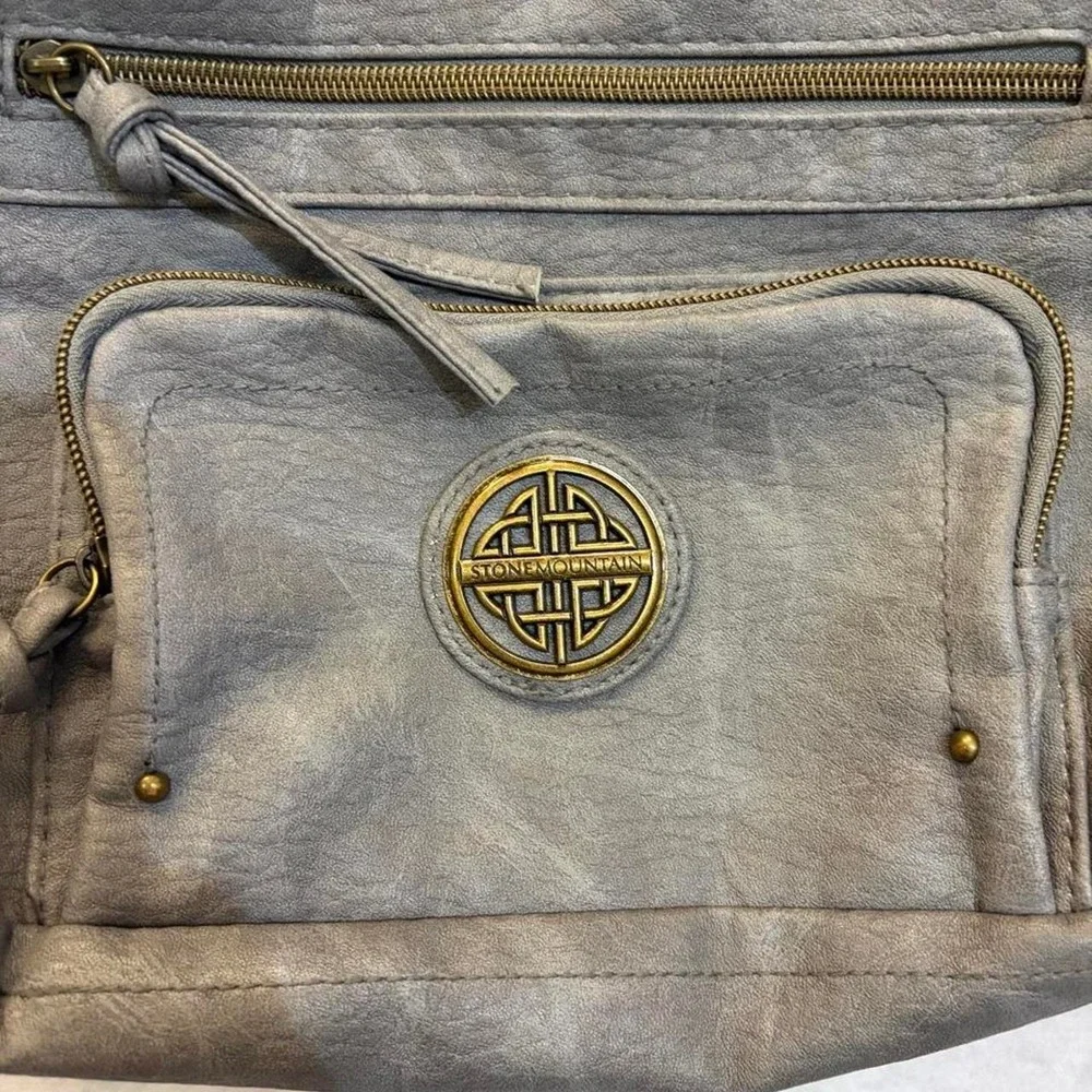 Stone Mountain Grey Vegan Faux Leather Hobo Crossbody Bag